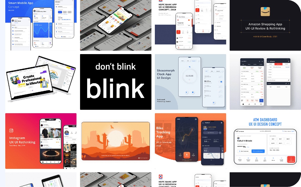 Grid of UI explorations from Behance