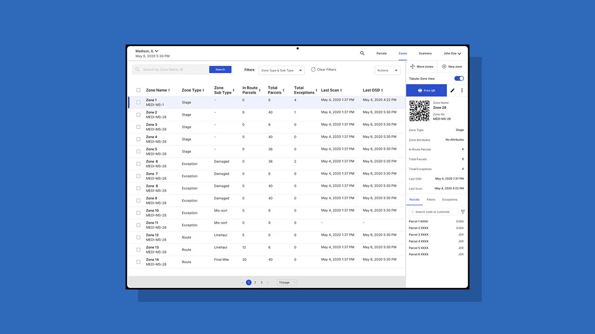 Zone Management Portal screens