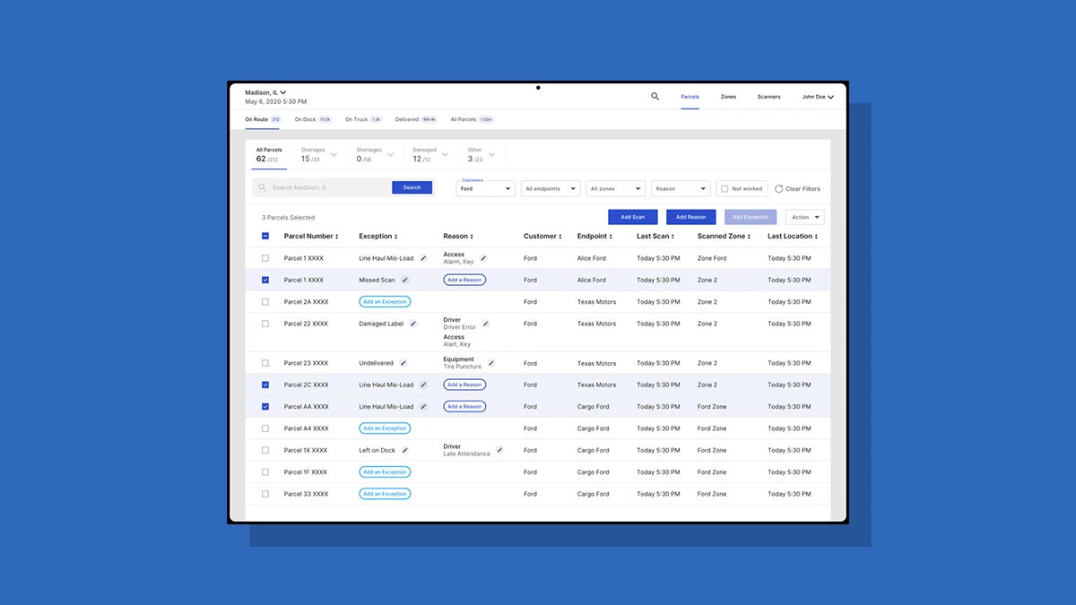 Customer Portal screens